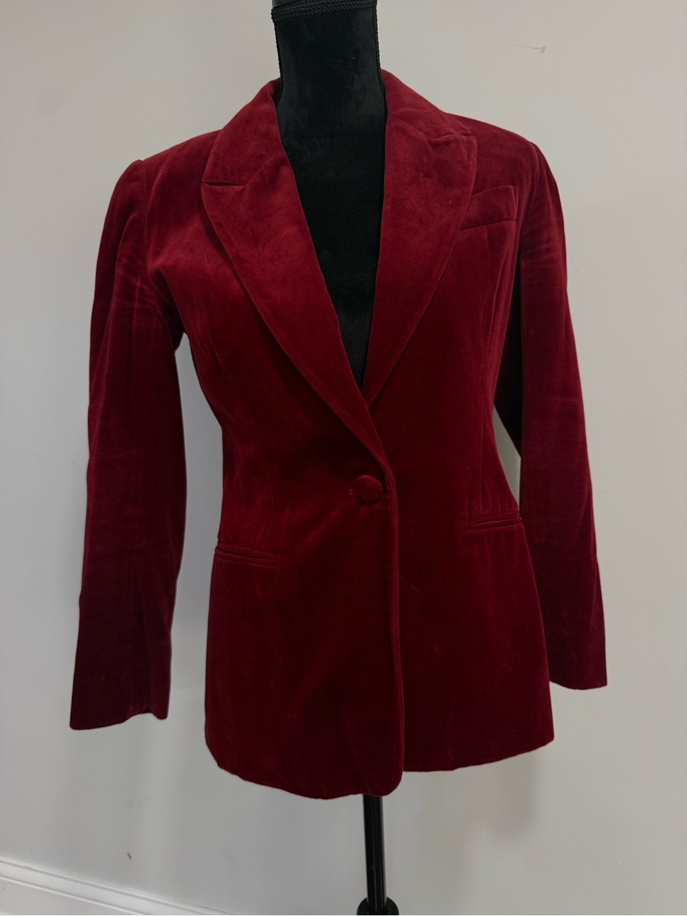 Vintage 90s Compagnie Internationale Express Red Velvet Blazer